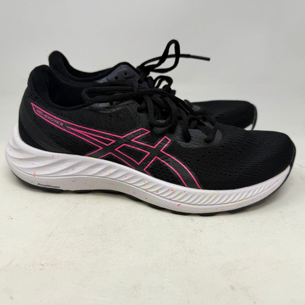 ASICS Running Shoes Womens 6.5 GEL-Excite 8 Black Pink 1012A916 EUC
